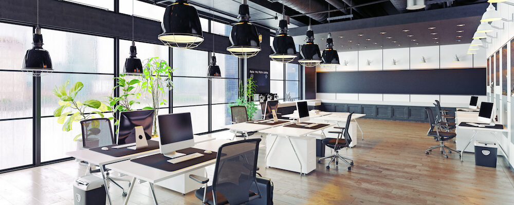 modern cozy loft office interior. 3d rendering